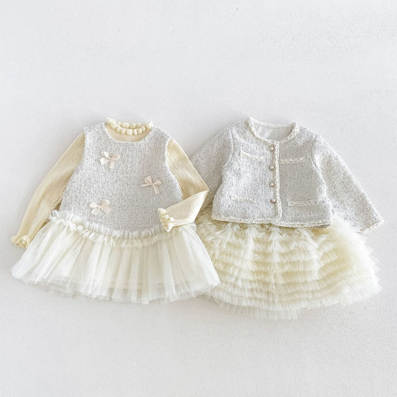 【BABY&KID】ツイード風アウター、ワンピース、ニットSK108114