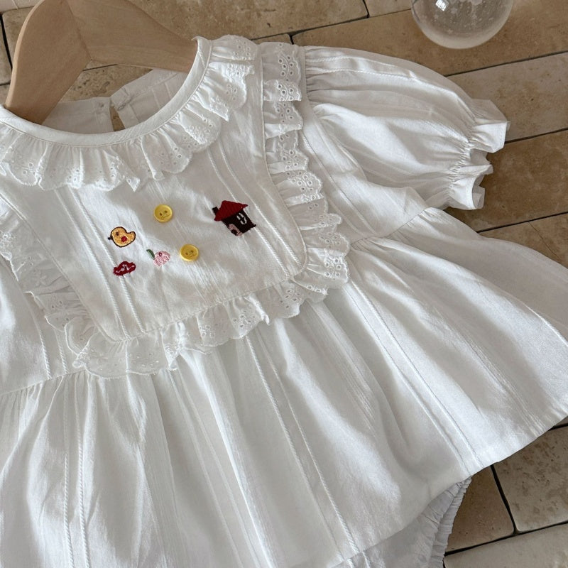 【BABY】夏新作ひよこハウス刺繍セットアップSK106006