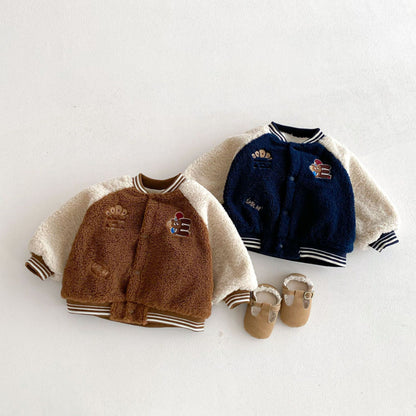 【BABY&KID】冬新作韓国風配色裏起毛ブルゾンSK102903