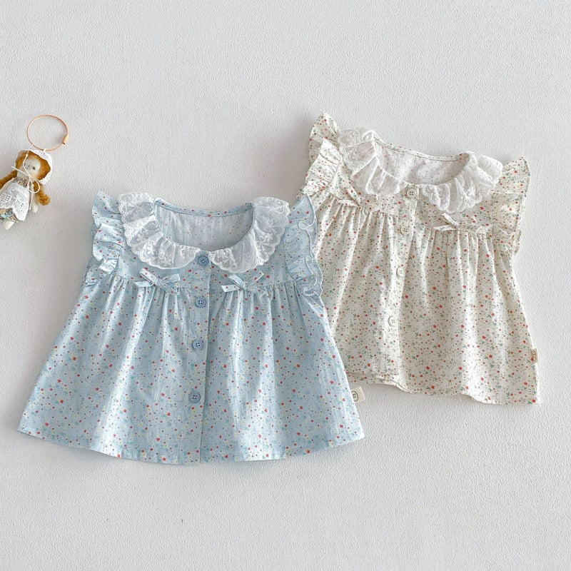 【BABY&KID】夏新作小花柄フリルスリーブブラウスSK105519