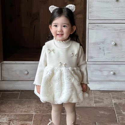 【BABY&KID】冬新作韓国風蝶結びジャンパースカートSK103134