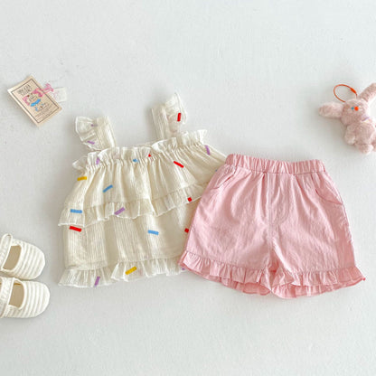 【BABY&KID】夏新作 キャミソール、無地ショートパンツSK080608