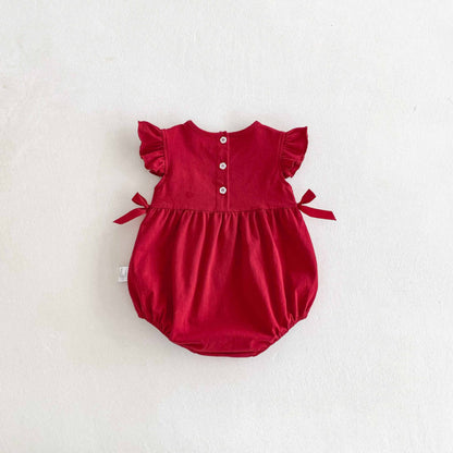【BABY】夏新作 いちご刺繍ロンパースSK081507