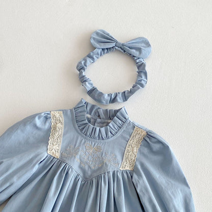 【姉妹服】フリル襟刺繍ロンパース、ワンピースSK101131