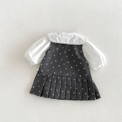 【BABY&KID】蝶結びワンピース、スクエアネック無地シャツSK107208