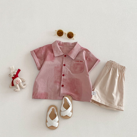 【BABY】夏新作ピンクシャツ＆ショートパンツSK104616