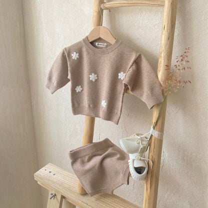 【BABY】韓国風刺繍ニットセットアップSK102203