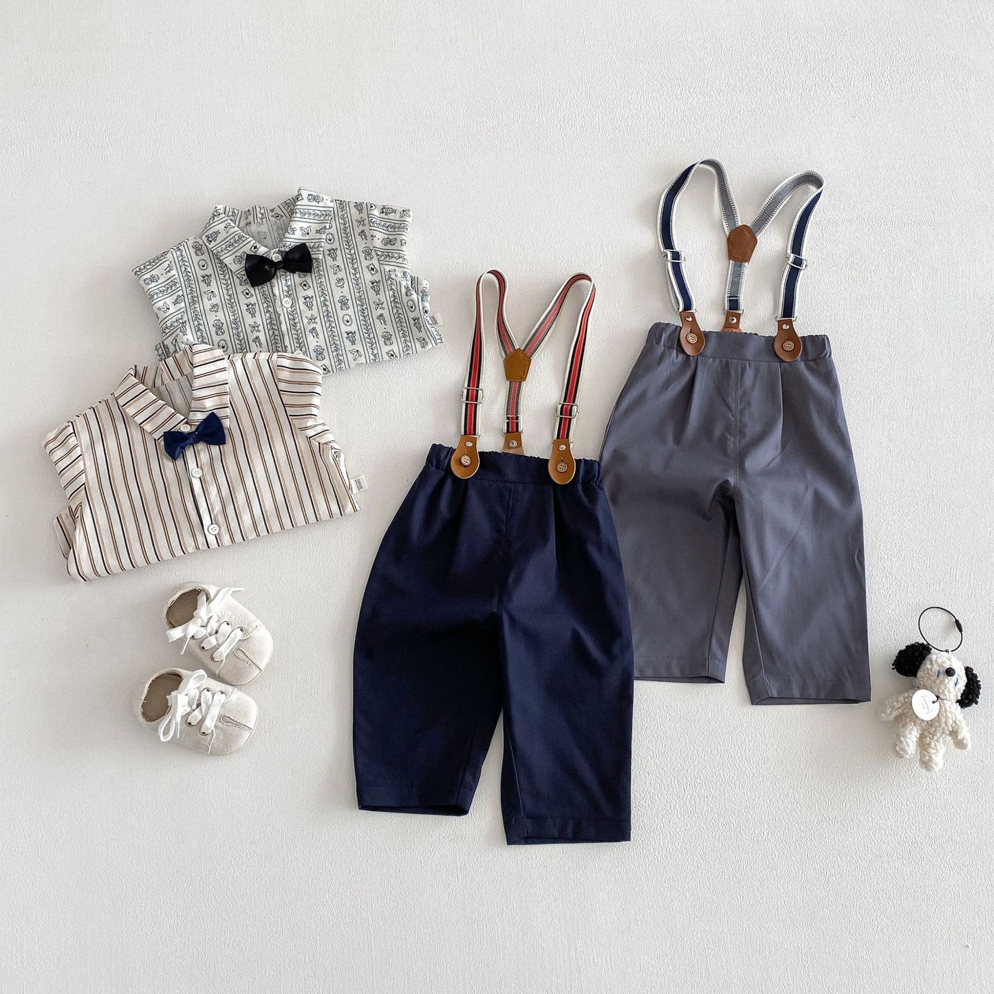 【BABY&KID】韓国風リボンタイシャツ、サロペットパンツSK103521