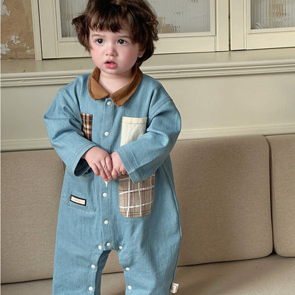 【BABY】カジュアル襟付き長袖カバーオールSK104301