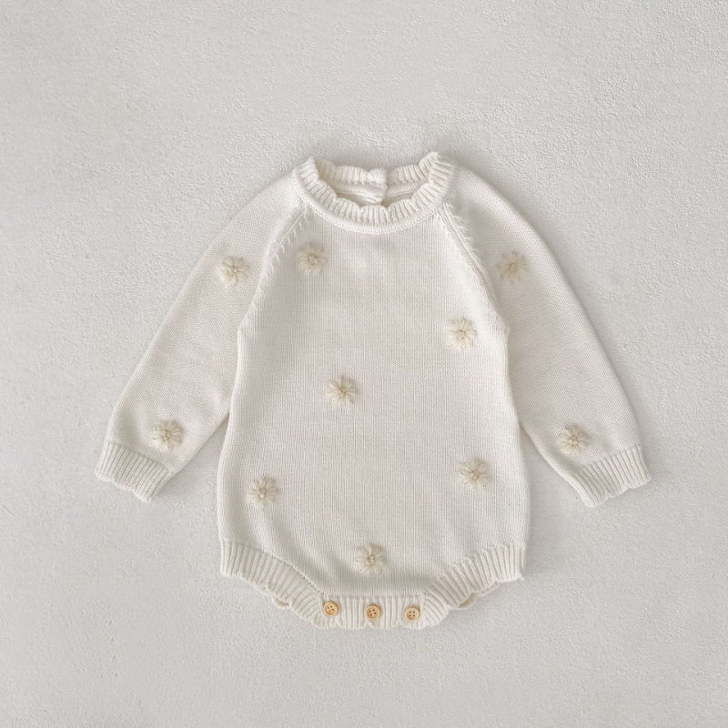 【BABY】手編み花柄ロンパースSK093006