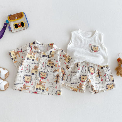 【BABY&KID】夏新作 ライオンオシャレセットアップ、ノースリーブＴシャツSK072011