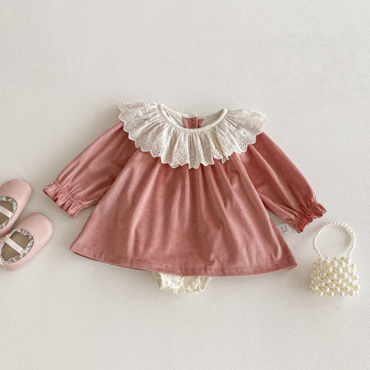 【BABY】レースクルーネックロンパースSK100708