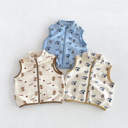 【BABY&KID】冬新作カートゥーン総柄ベスト、配色トップス、刺繍ロングパンツSK107720