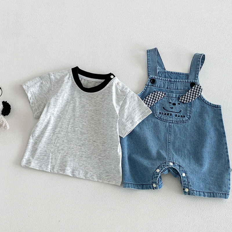 【BABY】夏新作カートゥーンサロペット＆無地TシャツSK105307