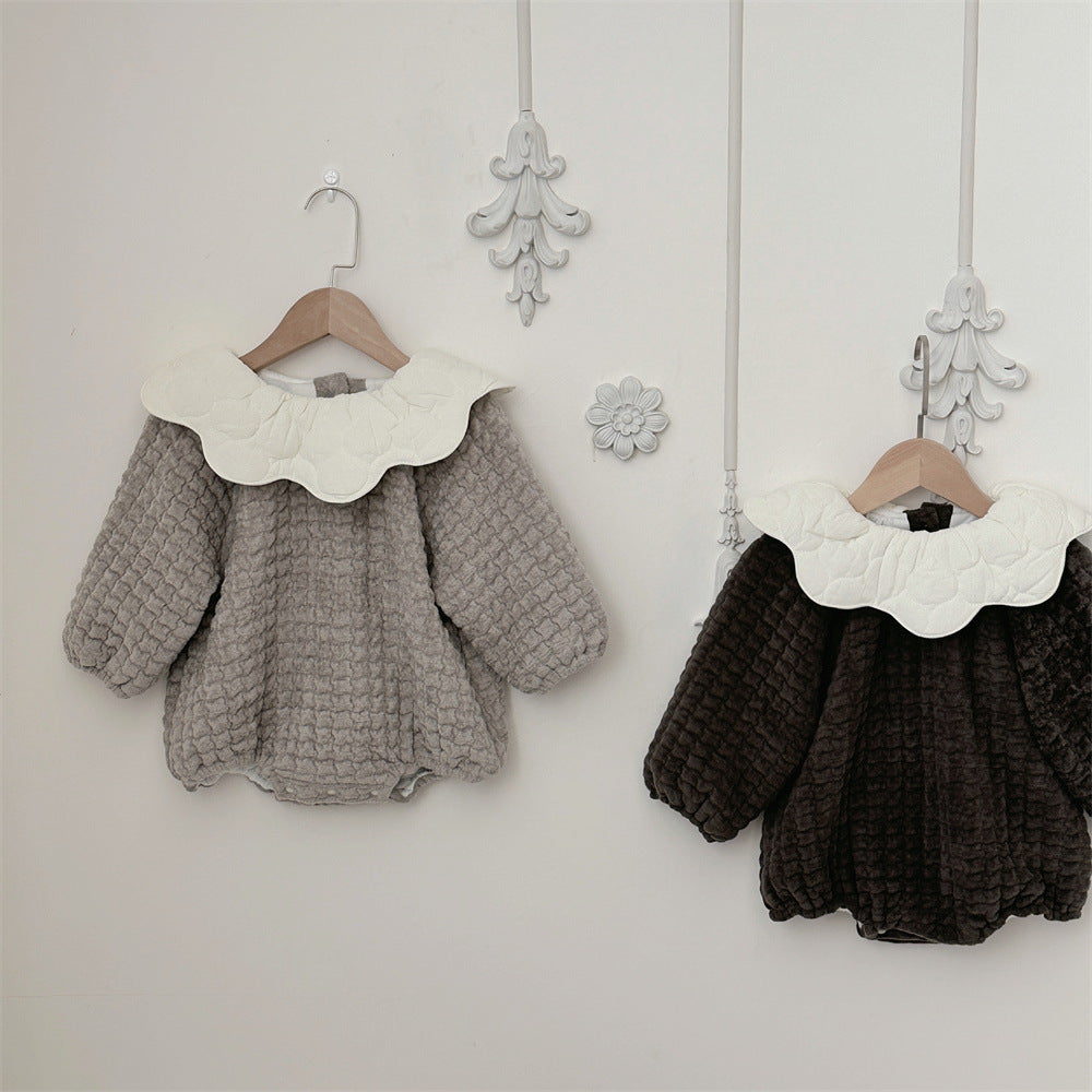 【BABY&KID】暖かいフリル襟ロンパースSK021708
