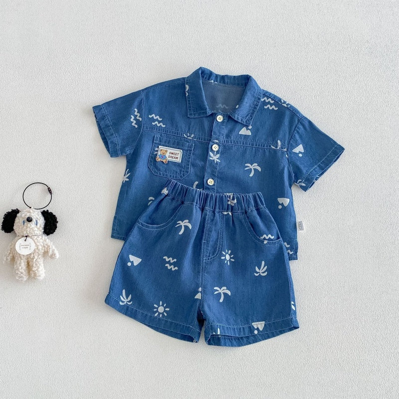 【BABY&KID】夏新作リゾート風デニムセットアップSK105605