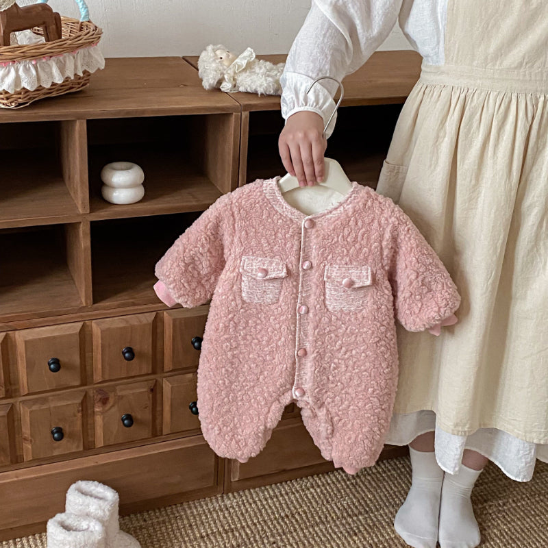 【BABY】冬新作シャネル風裏起毛カバーオールSK102509