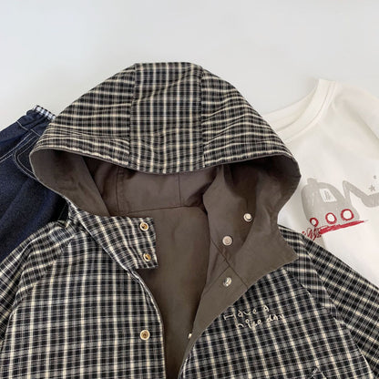 【BABY&KID】無地orチェックリバーシブルコートSK100502