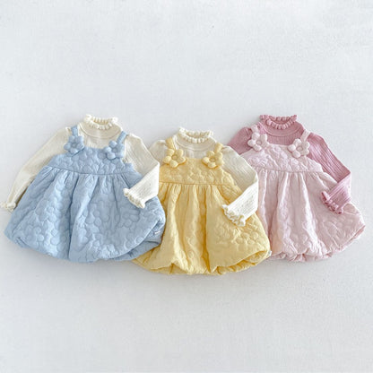 【BABY&KID】冬新作厚手フラワーワンピース、ハイネックニットSK107725