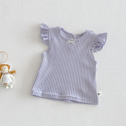 【BABY】夏新作フリルスリーブTシャツ＆小花柄サロペットSK104502