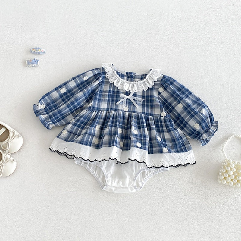 【BABY】レースフリル襟フラワー刺繍ロンパースSK106801