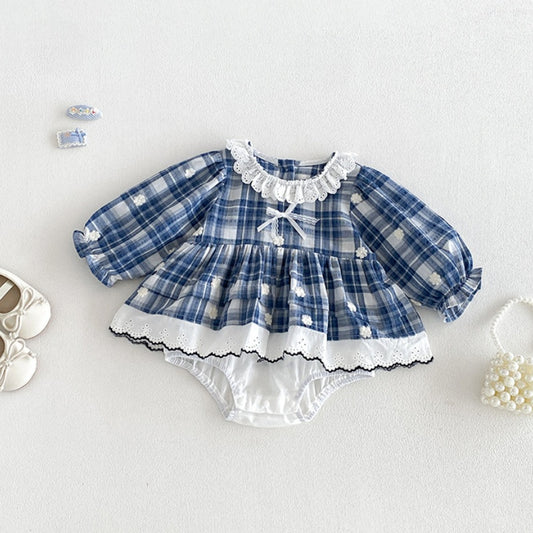 【BABY】レースフリル襟フラワー刺繍ロンパースSK106801