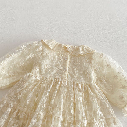 【BABY】フラワー刺繍レースロンパースSK103605