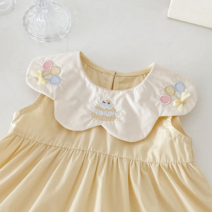 【BABY】夏新作 バルーン刺繍襟ワンピースSK082608