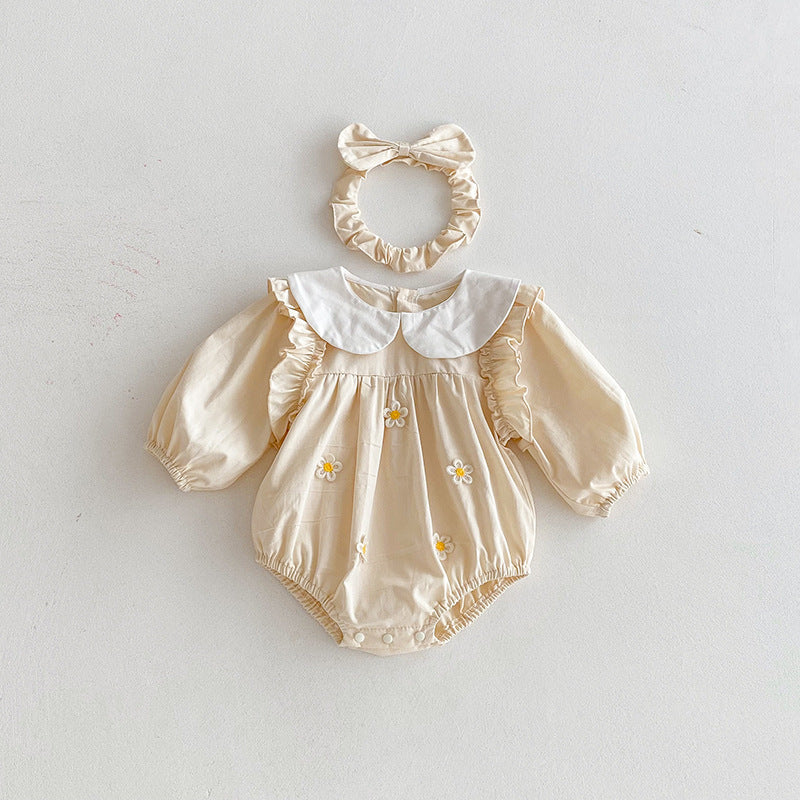 【姉妹服】小花イエローフラワーロンパース、ワンピースSK101115