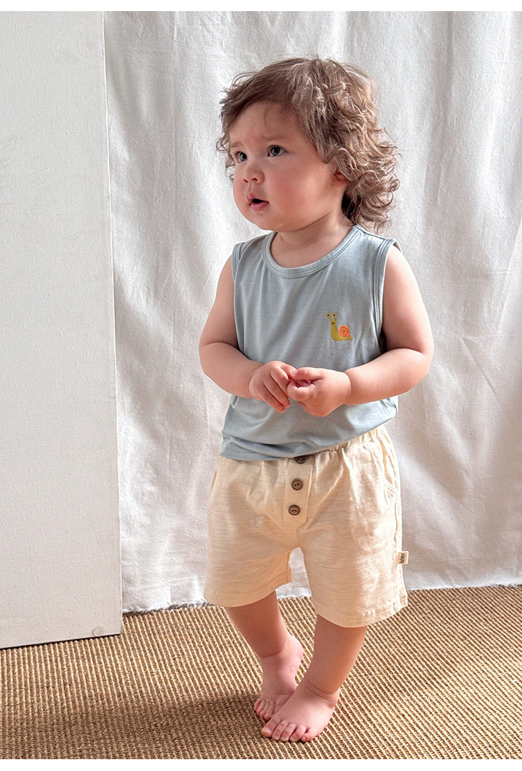 【BABY】夏新作 北欧風 キャラクタープリントノースリーブTシャツSK091306