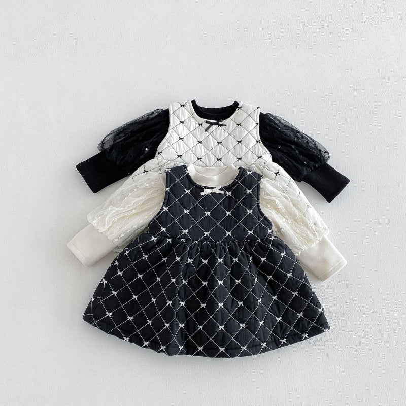 【BABY&KID】蝶結び刺繍ワンピース、パフスリーブトップスSK108113