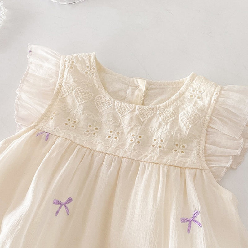 【BABY】夏新作 刺繍蝶結び柄ロンパースSK090602