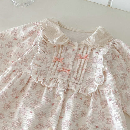 【BABY】薄手ニット小花柄カバーオールSK100429