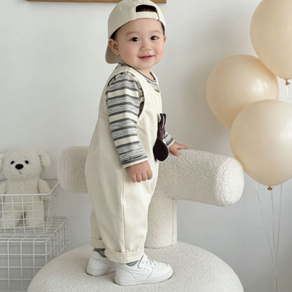 【BABY】カートゥーン柄サロペットカバーオール＆ボーダーロンTSK104303