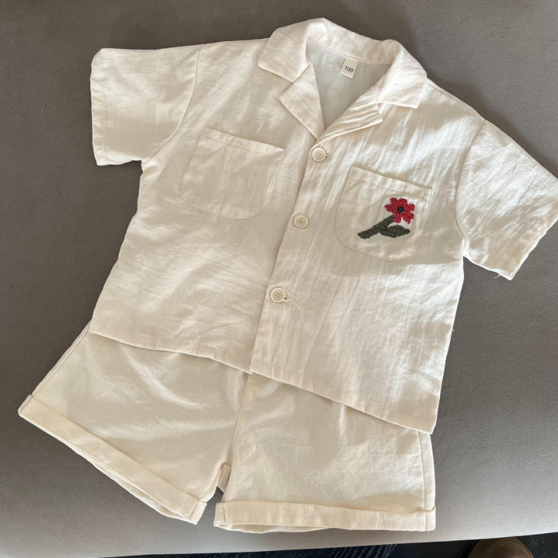 【BABY＆KID】夏新作 フラワー刺繍セットアップ、ワンピースSK063024