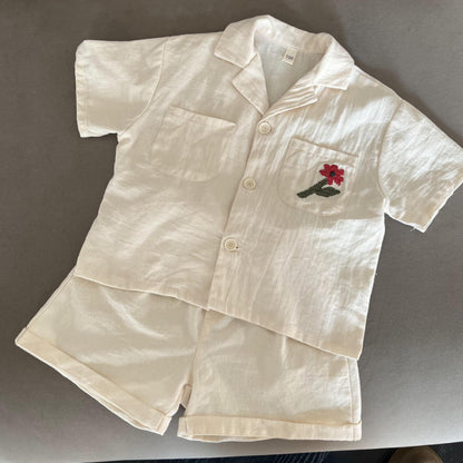 【BABY＆KID】夏新作 フラワー刺繍セットアップ、ワンピースSK063024