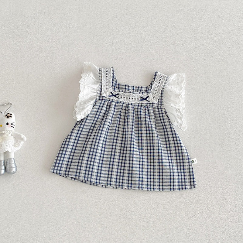 【BABY】夏新作チェックフリルスリーブセットアップSK104812