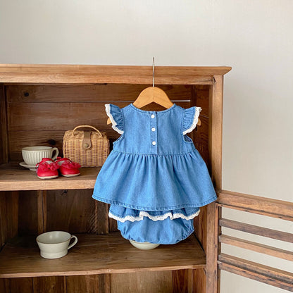 【BABY】夏新作 チェリー刺繍ロンパースorセットアップSK062709