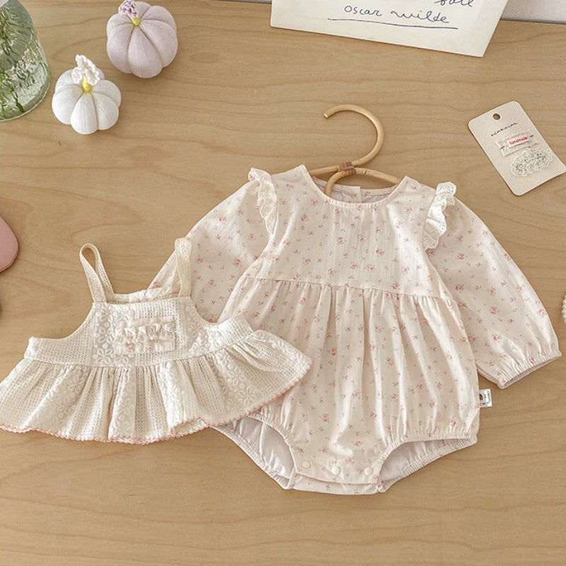 【BABY】小花柄ロンパース＆キャミソール2点セットSK103901