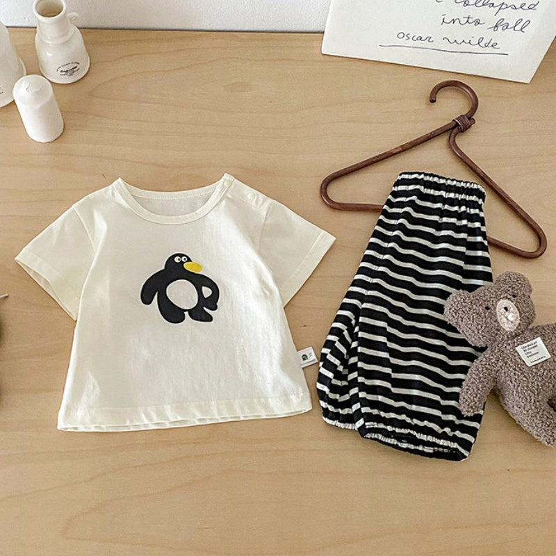 【BABY】夏新作ペンギンTシャツ＆ボーダーパンツSK104518