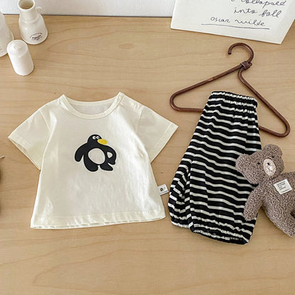 【BABY】夏新作ペンギンTシャツ＆ボーダーパンツSK104518