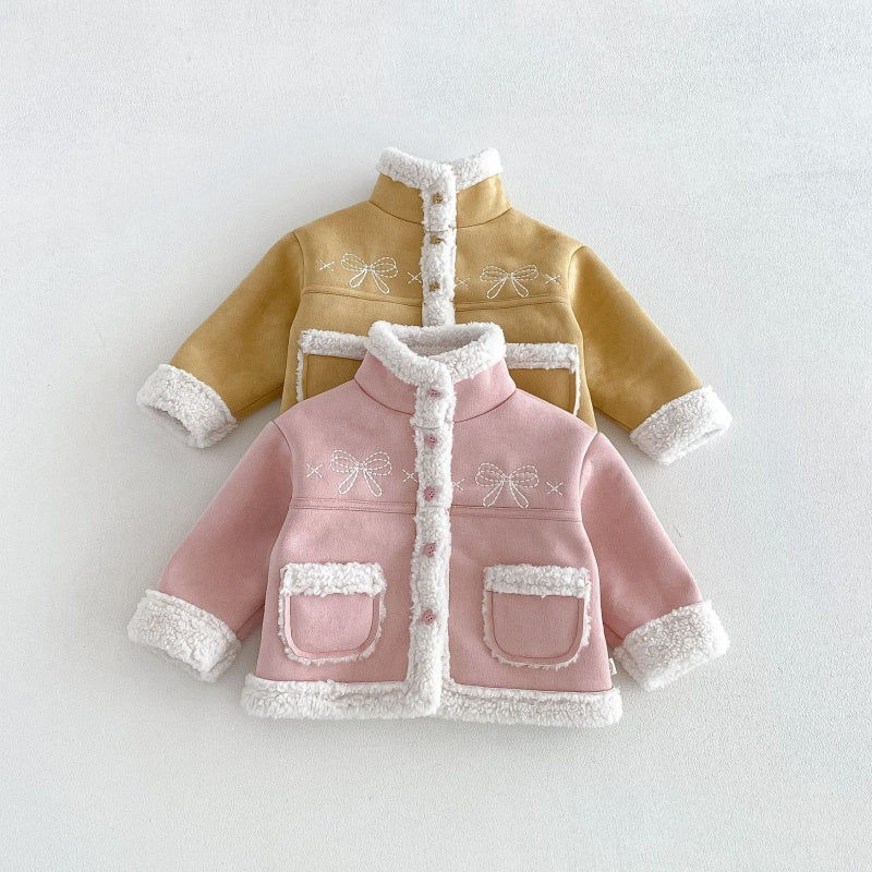 【BABY&KID】冬新作蝶結び裏起毛ジャケット、デニムパンツSK108523