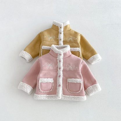【BABY&KID】冬新作蝶結び裏起毛ジャケット、デニムパンツSK108523