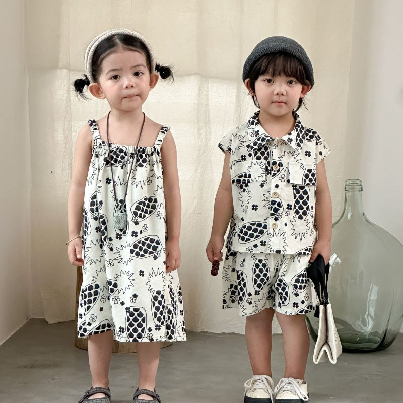 【BABY&KID】夏新作パイナップルプリントセットアップ、ワンピースSK104715