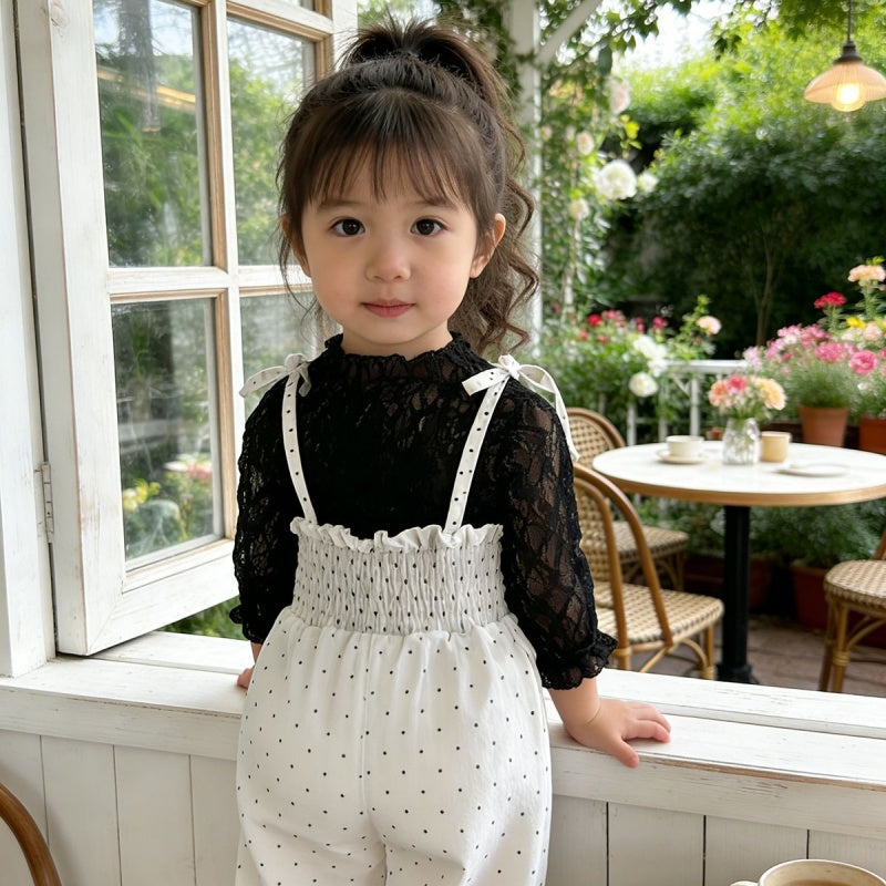 【BABY】夏新作ドットシャーリング蝶結びオールインワンSK106409