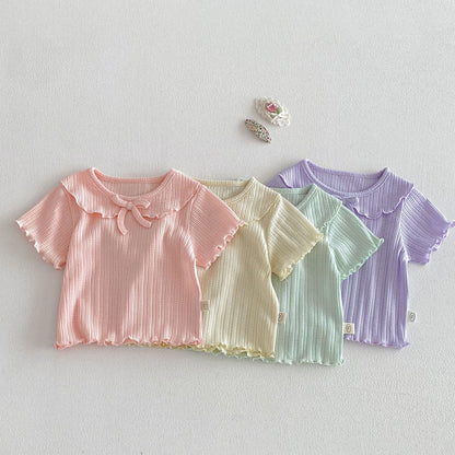 【BABY&KID】夏新作 丸襟無地TシャツSK105108