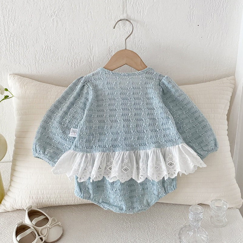 【BABY】レース縁カーディガン&ショートパンツセットアップSK100449