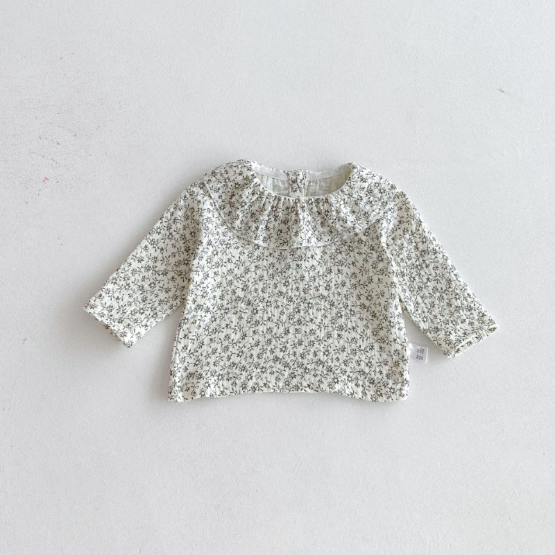 【BABY】小花柄長袖ブラウス&無地サロペットSK100824