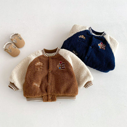 【BABY&KID】冬新作韓国風配色裏起毛ブルゾンSK102903