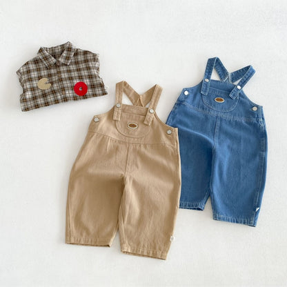 【BABY&KID】無地サロペット、ワッペンチェックシャツSK106613